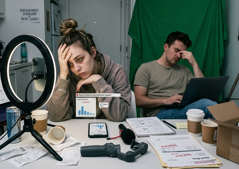 A creator working in a bright minimalist home studio — the rise of the creator middle class